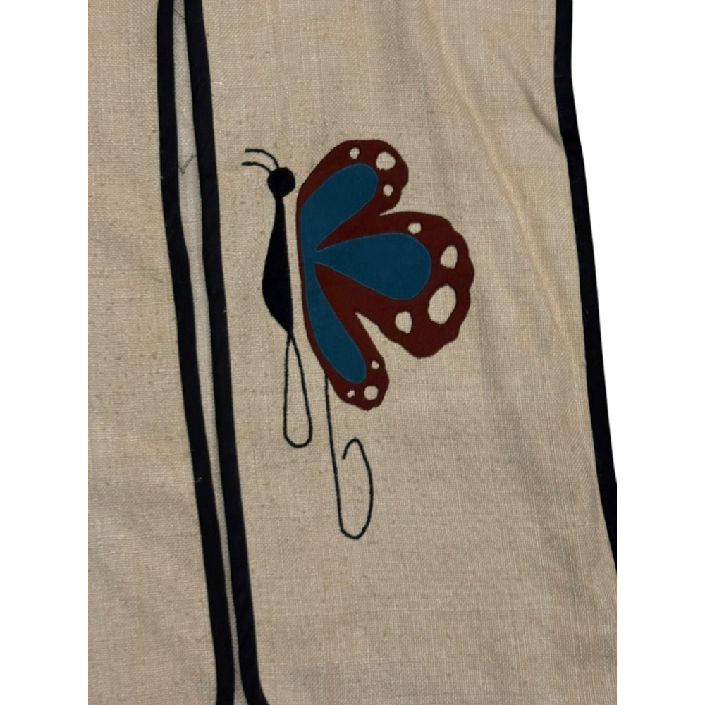 Unbranded Canvas Smock Top Size Unknown Beige Embroidered Butterflies Tassels​​​ - Picture 3 of 7